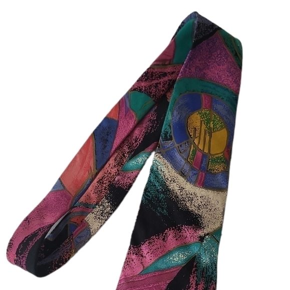 Prince Gino Woven in Italy Abstract Print Southwestern Inspired Tie - Picture 2 of 4